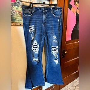 Bridge by gly Distressed Blue Flare Jeans